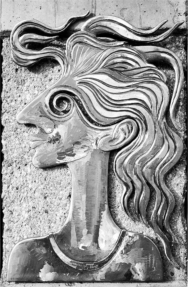  Miguel Horn ~ Donaunixe ~ Relief in edlem Stahl ~ b&w-Ausarbeitung